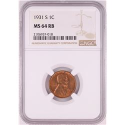 1931-S Lincoln Wheat Cent Coin NGC MS64RB