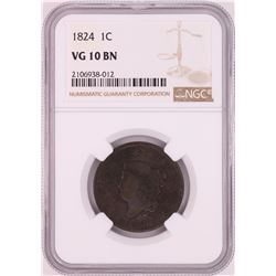 1824 Coronet Head Large Cent Coin NGC VG10BN