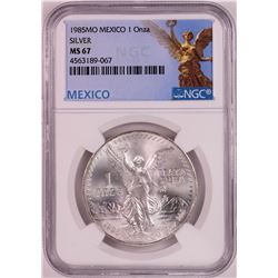 1985Mo Mexico 1 Onza Libertad Silver Coin NGC MS67