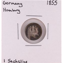 1855 Germany Hamburg 1 Sechsling Silver Coin