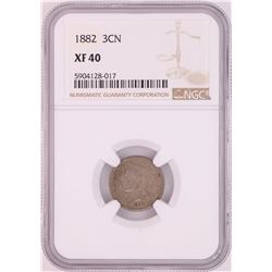 1882 Three Cent Nickel Coin NGC XF40