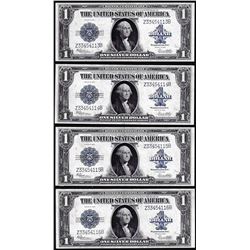 Cut Sheet of (4) Consecutive 1923 $1 Silver Certificate Notes