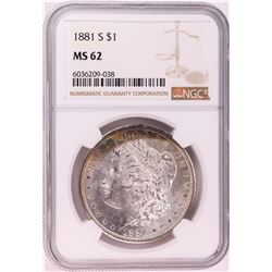 1881-S $1 Morgan Silver Dollar Coin NGC MS62 Great Toning