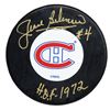 Image 1 : JEAN BELIVEAU SIGNED MONTREAL CANADIENS LOGO HOCKEY PUCK W/HOF 1972 (SCHWARTZ COA)