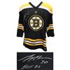 Image 1 : GERRY CHEEVERS SIGNED BOSTON BRUINS REEBOK BLACK YOUTH REPLICA HOCKEY JERSEY W/HOF 85 (SCHWARTZ COA)