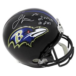 JAMAL LEWIS SIGNED BALTIMORE RAVENS RIDDELL FULL-SIZE REPLICA HELMET W/2,066 YARDS IN 2003