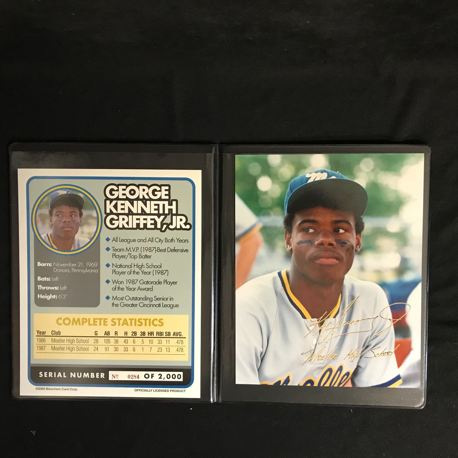 KEN GRIFFEY JR. Moeller High School GENUINE 23KT GOLD FACSIMILE AUTOGRAPH