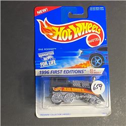 HOT WHEELS RAIL RODDER CROME BLACK 1996 FIRST EDITION