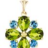 Image 1 : Genuine 2.43 ctw Peridot & Blue Topaz Necklace 14KT Yellow Gold - REF-29N7R