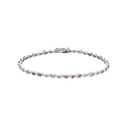 Natural 4.59 CTW Multi-Sapphire Bracelet 14K White Gold - REF-161X3T