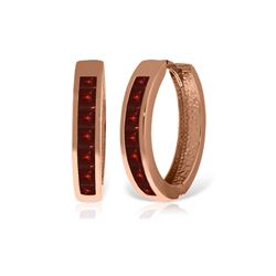 Genuine 1.85 ctw Garnet Earrings 14KT Rose Gold - REF-57W6Y