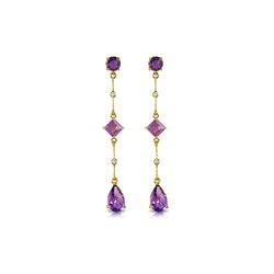 Genuine 6.06 ctw Amethyst & Diamond Earrings 14KT Yellow Gold - REF-33R8P