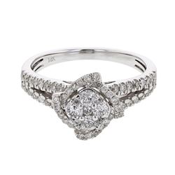Natural 0.74 CTW Diamond Ring 14K White Gold - REF-84R6K