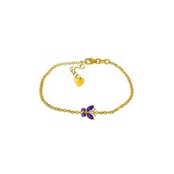 Genuine 0.60 ctw Amethyst Bracelet 14KT Yellow Gold - REF-41V6W