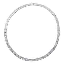 Natural 6.43 CTW Diamond & Princess Diamond Necklace 14K White Gold - REF-902X7T