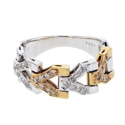 Natural 0.27 CTW Diamond Ring 18K Two Tone Rose Gold - REF-84H6W