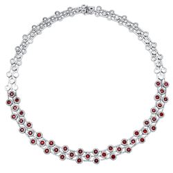 Natural 12.69 CTW Ruby & Diamond Necklace 14K White Gold - REF-768Y6N