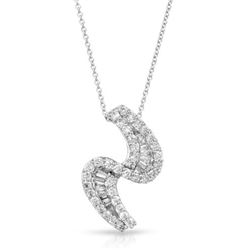 Natural 0.95 CTW Diamond & Baguette Necklace 18K White Gold - REF-143M3F