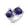 Image 1 : Natural 10.06 CTW Amethyst & Diamond Ring 14K White Gold - REF-98M3F