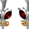 Image 1 : Genuine 2.74 ctw Garnet & Citrine Earrings 14KT White Gold - REF-42F6Z