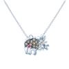 Natural 0.13 CTW Pink Sapphire & Brown Diamond Necklace 14K White Gold - REF-21M6F