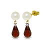 Image 1 : Genuine 6.6 ctw Pearl, Garnet & Diamond Earrings 14KT Yellow Gold - REF-27H6X