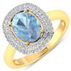 Natural 1.68 CTW Aquamarine & Diamond Ring 14K Yellow Gold - REF-58H9M