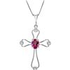 Genuine 0.57 ctw Pink Topaz & Diamond Necklace 14KT White Gold - REF-40Z8N