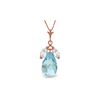 Genuine 7.2 ctw Blue Topaz & White Topaz Necklace 14KT Rose Gold - REF-30M5T