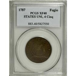 1787 1C Fugio Cent, STATES UNITED, Cinquefoils XF40 PC