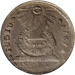 1787 1C Fugio Cent, UNITED STATES, Cinquefoils MS62 Br
