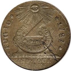 1787 1C Fugio Cent, UNITED STATES, Cinquefoils MS63 Br