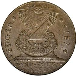 1787 1C Fugio Cent, UNITED STATES, Cinquefoils MS65 Br