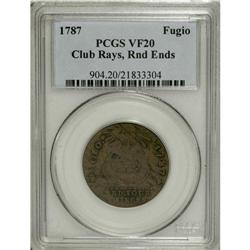 1787 1C Fugio Cent, Club Rays, Rounded Ends VF20 PCGS.