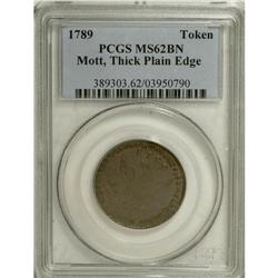 1789 TOKEN Mott Token, Thick Planchet, Plain Edge MS62