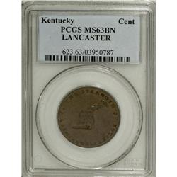 (1792-94) TOKEN Kentucky Token, LANCASTER Edge MS63 Br