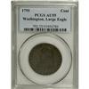 1791 1C Washington Large Eagle Cent AU55 PCGS. Baker-1