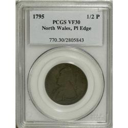 1795 1/2P Washington North Wales Halfpenny, Plain Edge