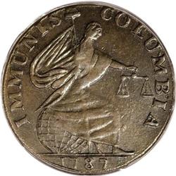 1787 PIECE Immunis Columbia Piece, Eagle Reverse AU55
