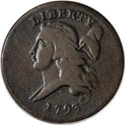 1793 1/2 C Fine 12 PCGS. C-3, B-3, R.3. This dark brow