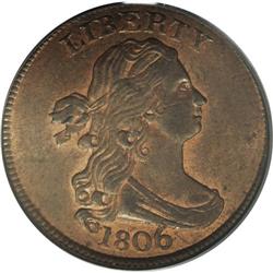 1806 1/2 C Large 6, Stems MS62 Red and Brown PCGS. C-4