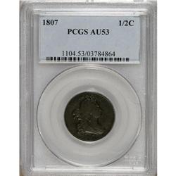 1807 1/2 C AU53 PCGS. C-1, B-1, R.1, the only dies. Lu