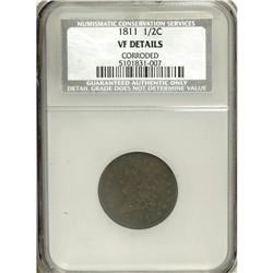 1811 1/2 C --Corroded--NCS. VF Details. C-2, B-2, Low R