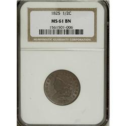 1825 1/2 C MS61 Brown NGC. C-2, B-2, R.1. The repunche