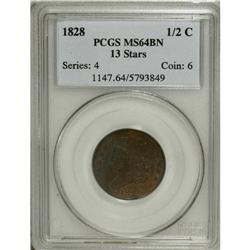 1828 1/2 C 13 Stars MS64 Brown PCGS. C-3, B-2, R.1. Th