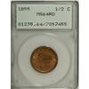 Image 1 : 1855 1/2 C MS64 Red PCGS. C-1, B-1, R.1. An orange-red