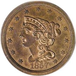 1857 1/2 C PR63 Red and Brown PCGS. B-2, R.4. The cent