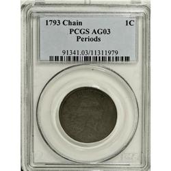 1793 Chain 1C Periods AG3 PCGS. S-4, B-5, R.3. This is