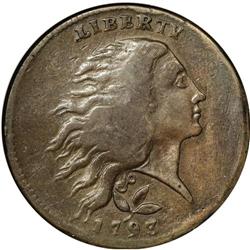1793 1C Wreath Cent--Vine and Bars, Damaged, Repaired-