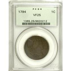 1794 1C Head of 1794 VF25 PCGS. S-65, B-51, R.1. This